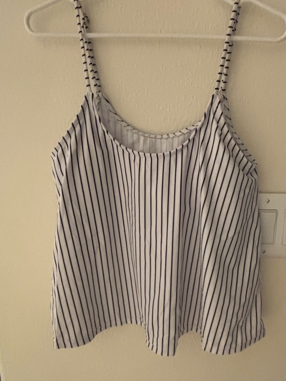 Striped Navy & White Swim Cami with Spaghetti Straps